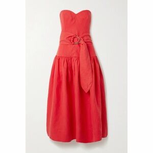Mara Hoffman Augustina Strapless Linen Blend Midi Dress
